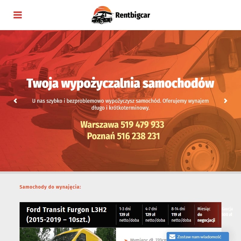 Sochaczew - wynajem samochodu dostawczego