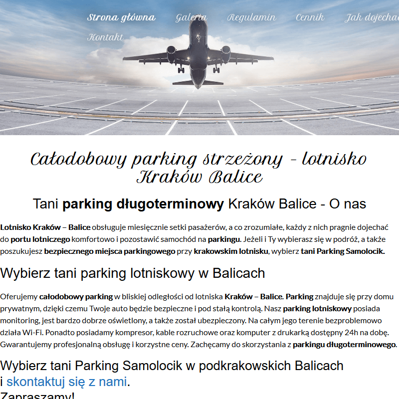Kraków balice parking prywatny