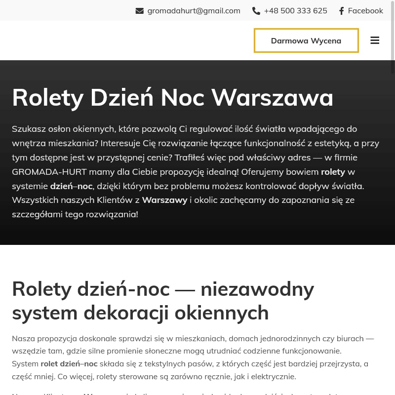 Rolety na wymiar Warszawa